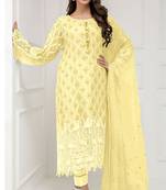 Yellow embroidered georgette salwar