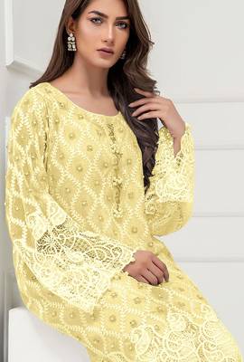 Yellow embroidered georgette salwar 2