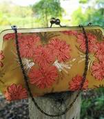 bagzVela Peach Color Golden Sequin Clutch