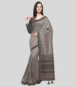 Grey Embroidered Silk Blend Saree With Blouse