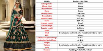 Green Thread Embroidery Silk Semi Stitched Lehenga 4