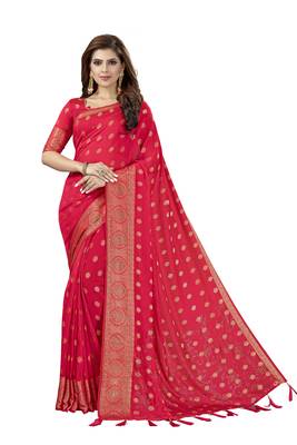 Pink Embroidered Silk Saree With Blouse 1