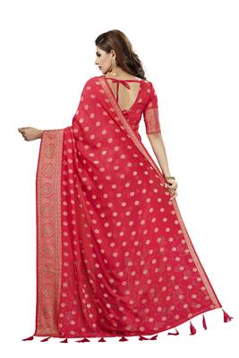 Pink Embroidered Silk Saree With Blouse 3