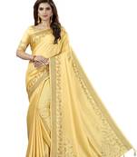 Yellow Embroidered Silk Saree With Blouse