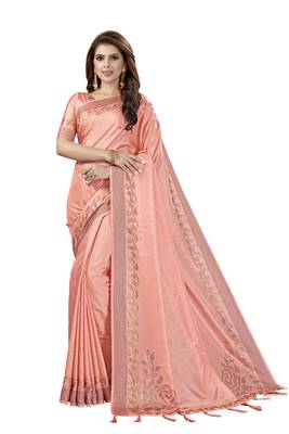 Pink Embroidered Silk Saree With Blouse 1