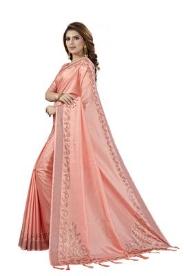 Pink Embroidered Silk Saree With Blouse 2