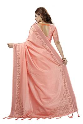 Pink Embroidered Silk Saree With Blouse 3