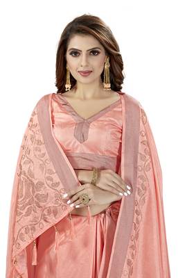 Pink Embroidered Silk Saree With Blouse 4