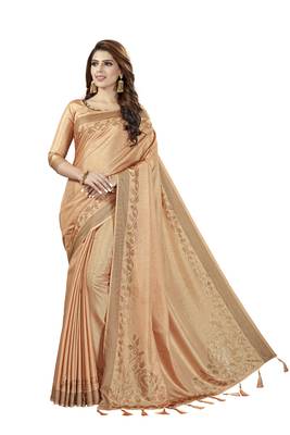 Peach Embroidered Silk Saree With Blouse 1