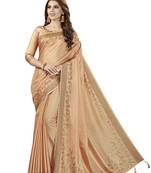 Peach Embroidered Silk Saree With Blouse
