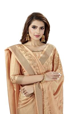 Peach Embroidered Silk Saree With Blouse 4