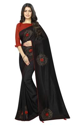 Black Embroidered Silk Saree With Blouse 1
