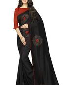 Black Embroidered Silk Saree With Blouse