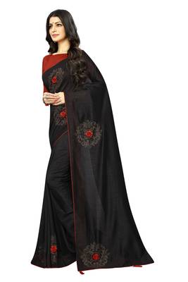 Black Embroidered Silk Saree With Blouse 2