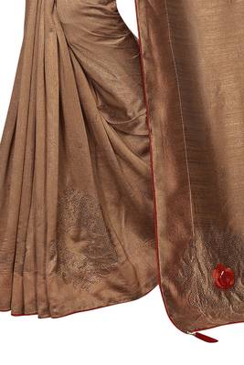 Brown Embroidered Silk Saree With Blouse 4