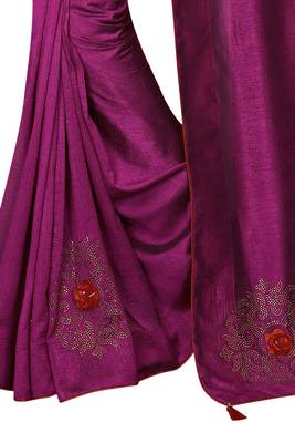 Purple Embroidered Silk Saree With Blouse 4