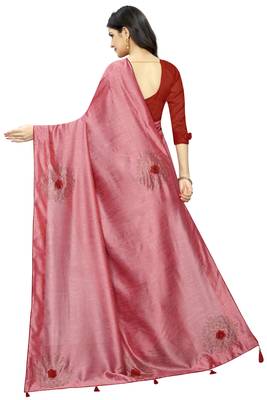 Pink Embroidered Silk Saree With Blouse 3