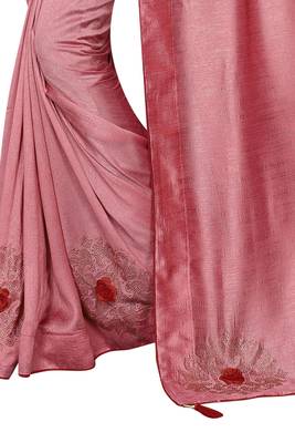 Pink Embroidered Silk Saree With Blouse 4