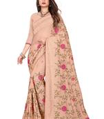 Peach Embroidered Silk Saree With Blouse