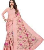 Pink Embroidered Silk Saree With Blouse
