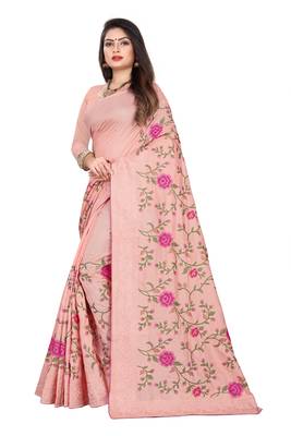 Pink Embroidered Silk Saree With Blouse 2