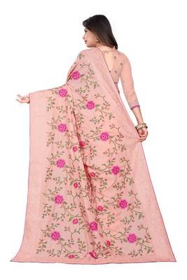 Pink Embroidered Silk Saree With Blouse 3