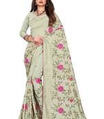 Green Embroidered Silk Saree With Blouse