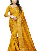 Mustard Embroidered Banarasi Saree With Blouse
