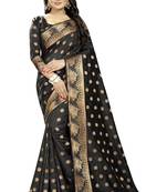 Black Embroidered Banarasi Saree With Blouse