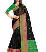 Black Woven Cotton Silk Saree With Blouse