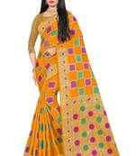 Yellow Woven Cotton Silk Saree With Blouse