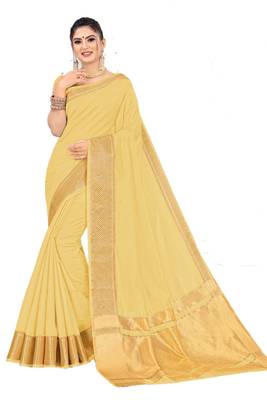 Beige Woven Silk Saree With Blouse 1