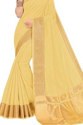 Beige Woven Silk Saree With Blouse 2