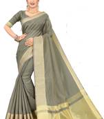 Grey Woven Silk Saree With Blouse