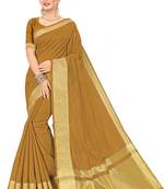 Mustard Woven Silk Saree With Blouse