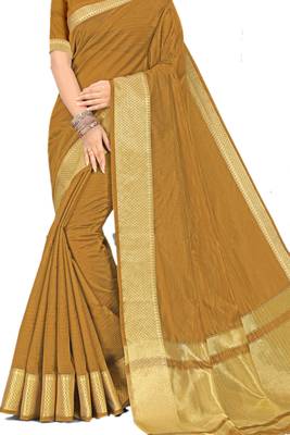 Mustard Woven Silk Saree With Blouse 2