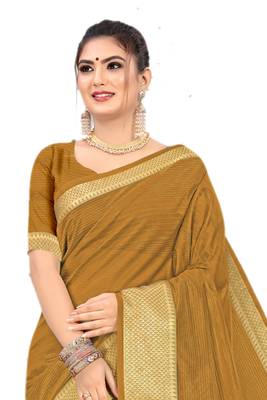 Mustard Woven Silk Saree With Blouse 3