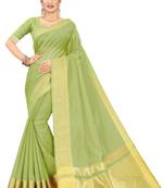 Green Woven Silk Saree With Blouse