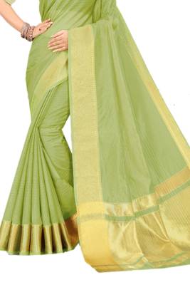 Green Woven Silk Saree With Blouse 2