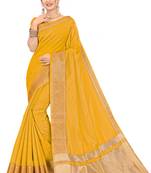 Yellow Woven Silk Saree With Blouse
