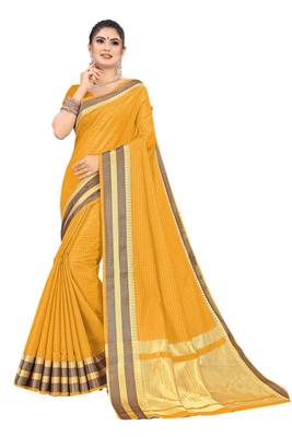 Mustard Woven Silk Saree With Blouse 1