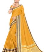 Mustard Woven Silk Saree With Blouse