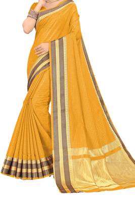 Mustard Woven Silk Saree With Blouse 2