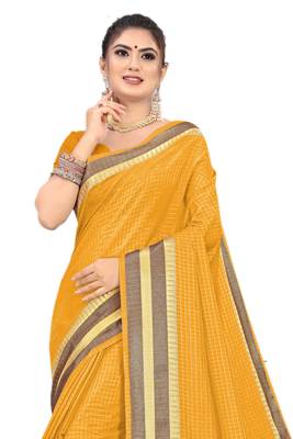 Mustard Woven Silk Saree With Blouse 3