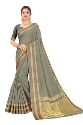 Grey Woven Silk Saree With Blouse 1