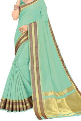 Sea Green Woven Silk Saree With Blouse 2