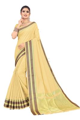 Yellow Woven Silk Saree With Blouse 1