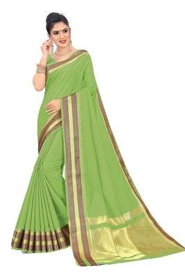 Green Woven Silk Saree With Blouse 1