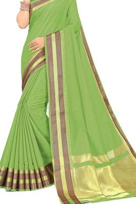 Green Woven Silk Saree With Blouse 2