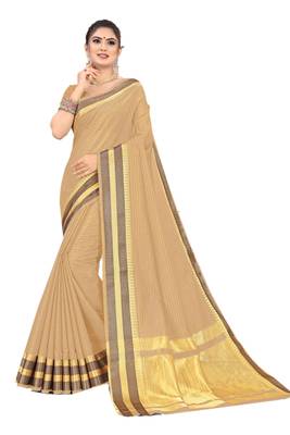 Beige Woven Silk Saree With Blouse 1